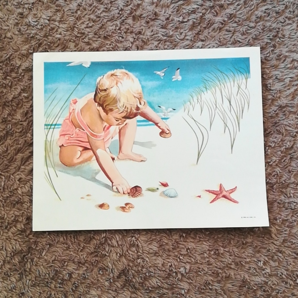 Vintage 60s Seaside art. Childrens class room